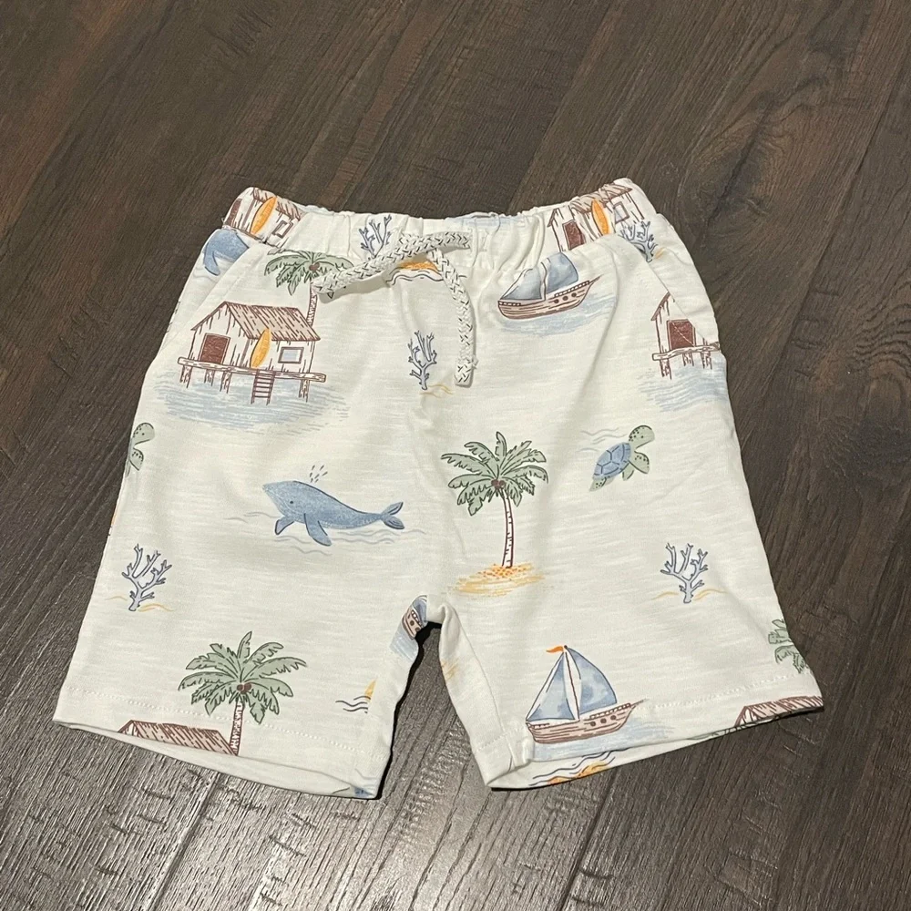 Light Blue 'Make Waves' Kids Pajama Set with Printed Shorts - Picture 6 of 9